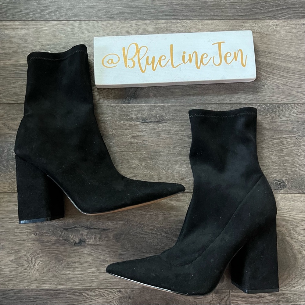 Marc Fisher Larry Pointed Toe Sock Booties Nwot - image 1